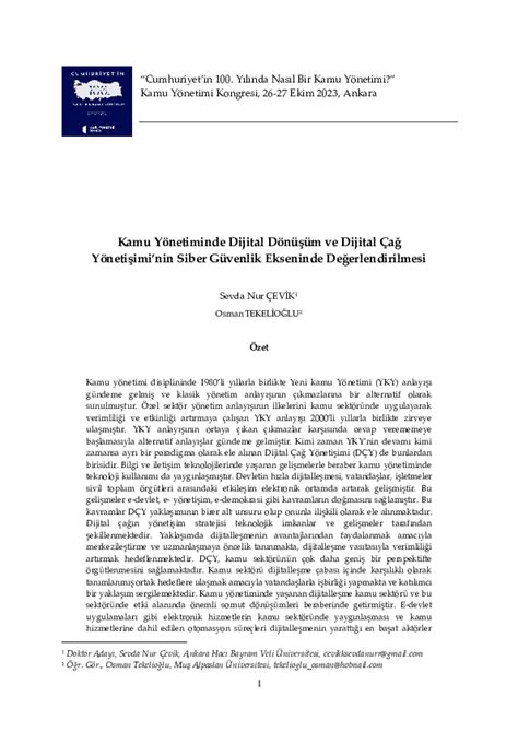 Kamu Yönetiminde Dijital Dönüşüm